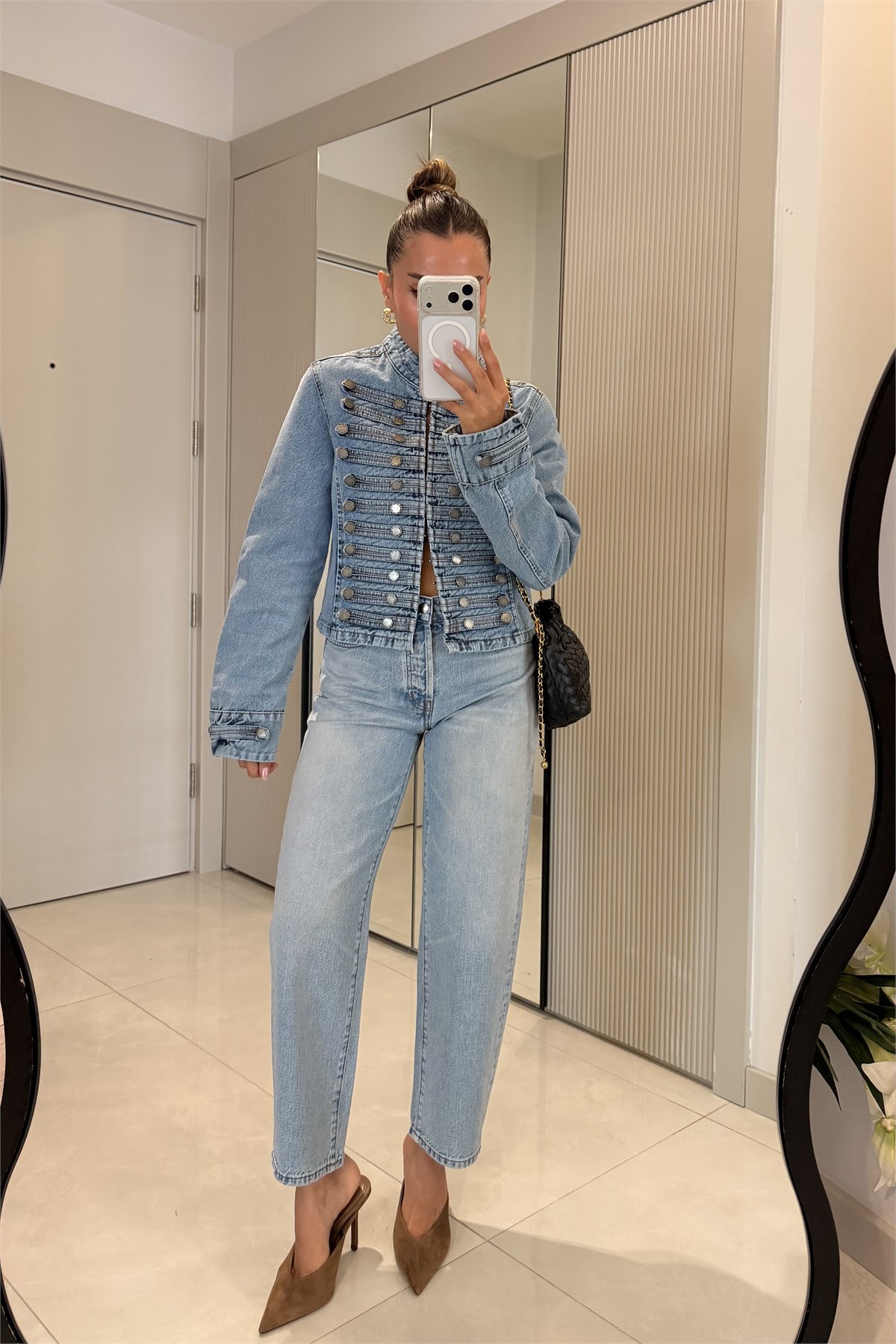 Rogue Mavi Apoletli Denim Ceket