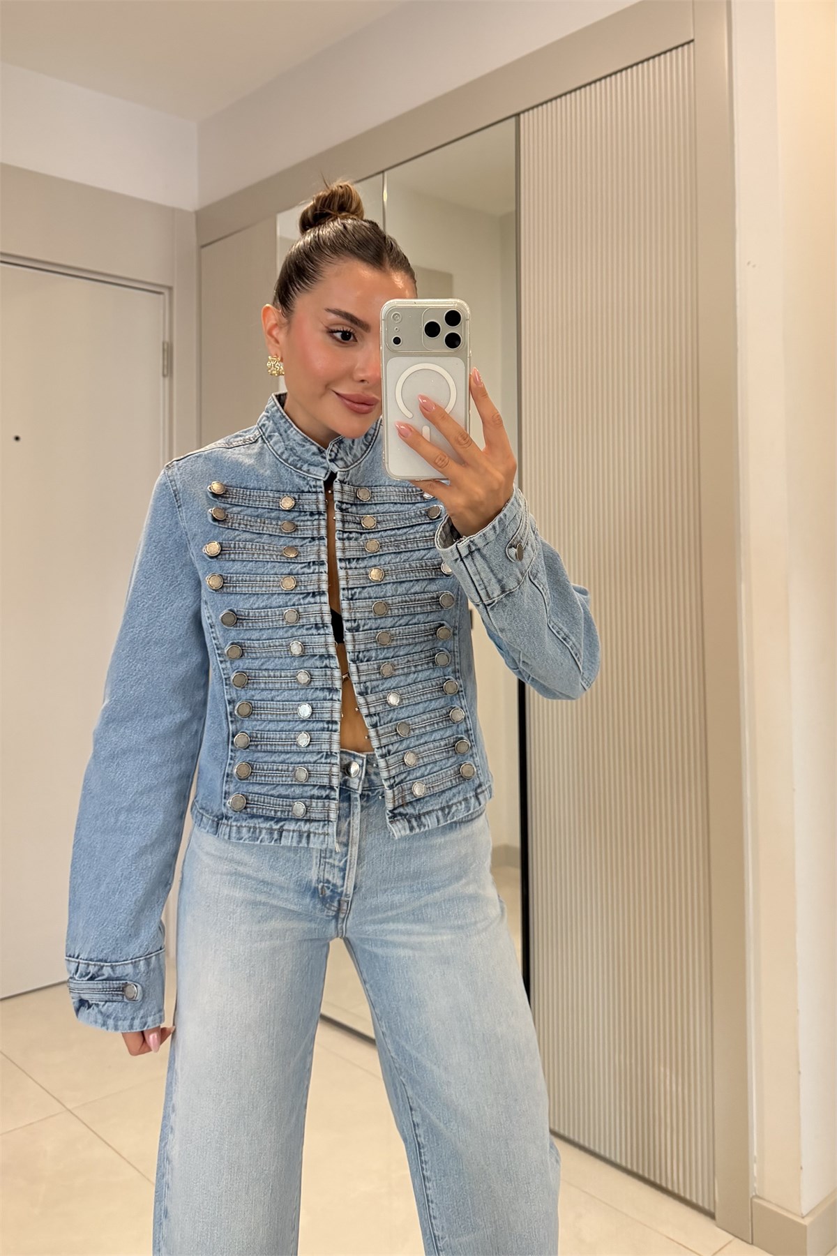 Rogue Mavi Apoletli Denim Ceket