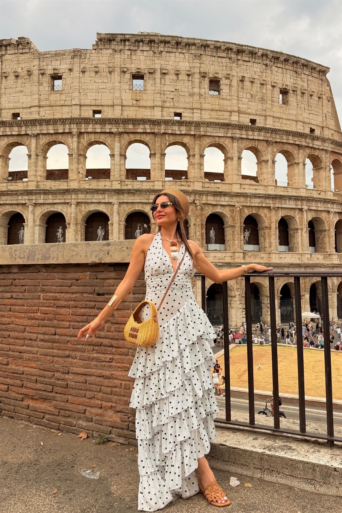 Rome Puantiyeli Asimetrik Elbise