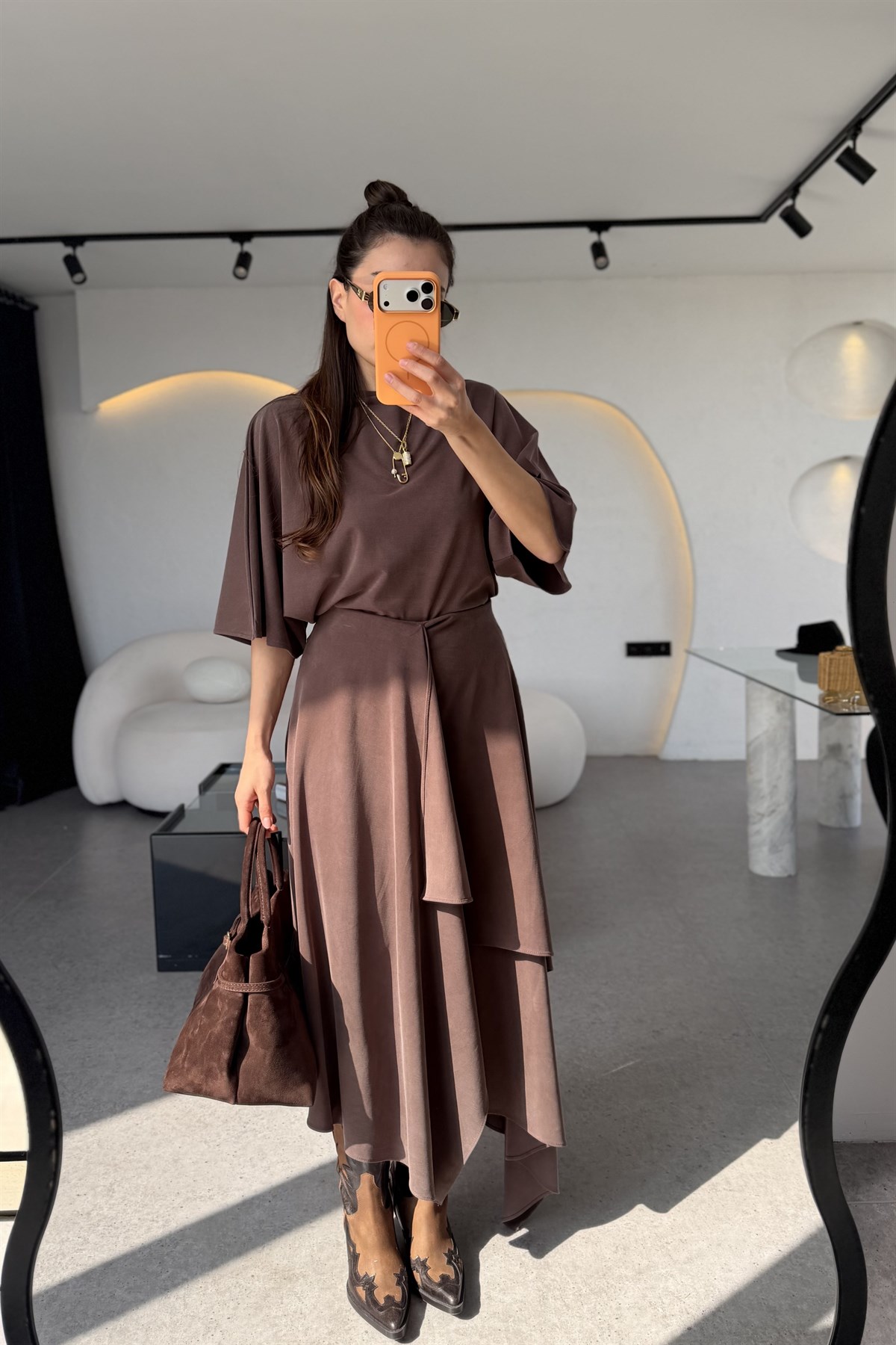 Ronay Modal Beli Drapeli Asimetrik Etek Takım