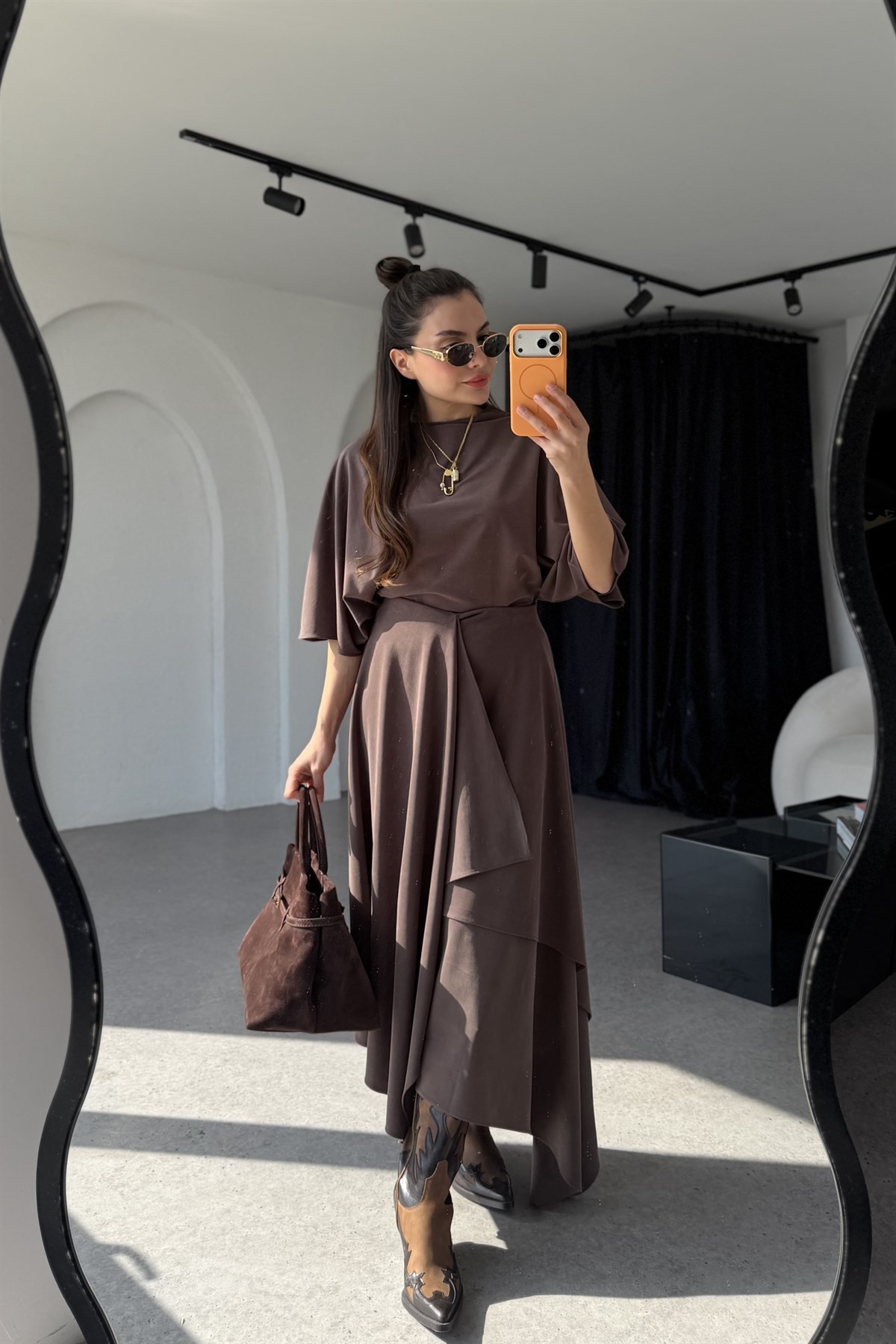 Ronay Modal Beli Drapeli Asimetrik Etek Takım