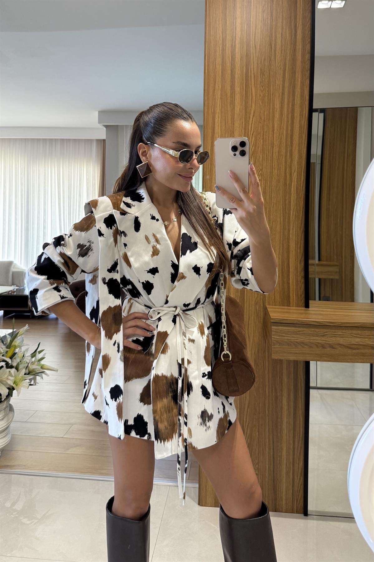 Ronse Desenli Bağlamalı Tasarım Ceket