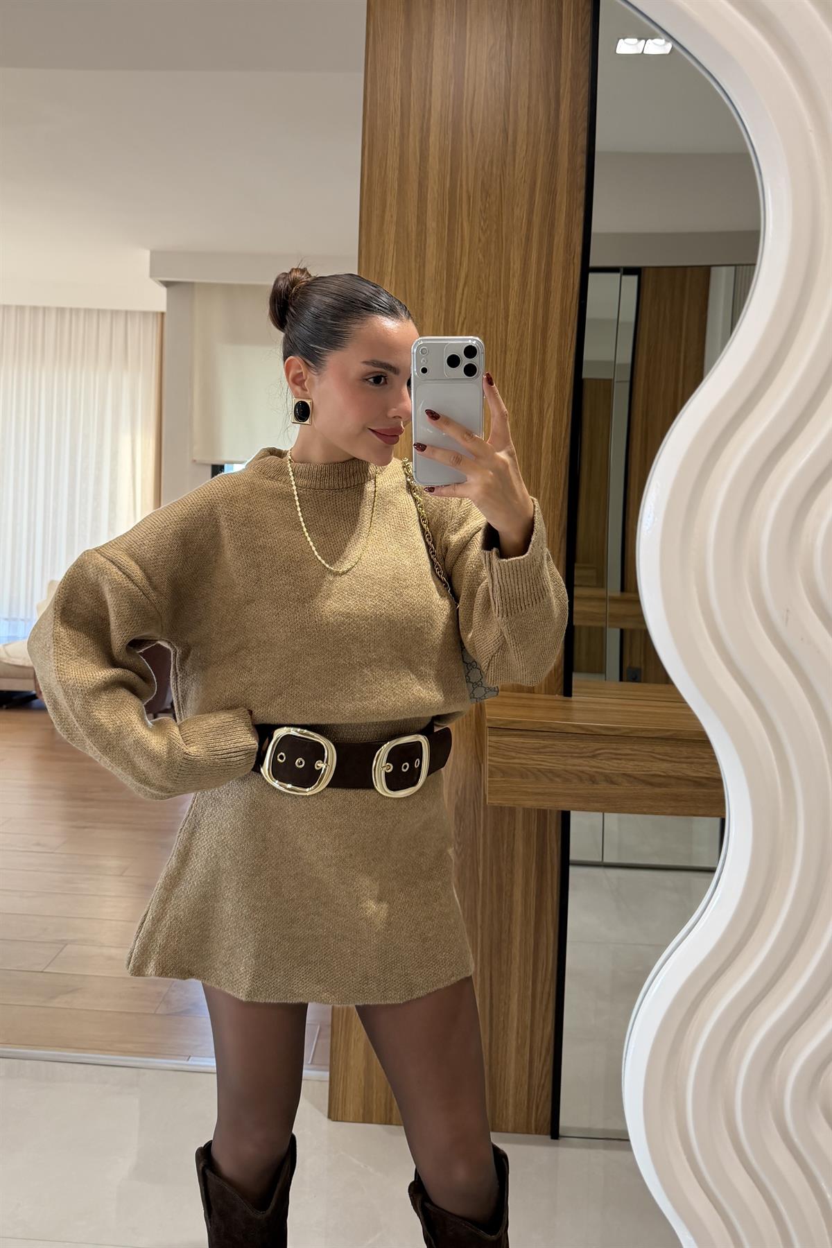 Rory Camel Triko Etekli Takım