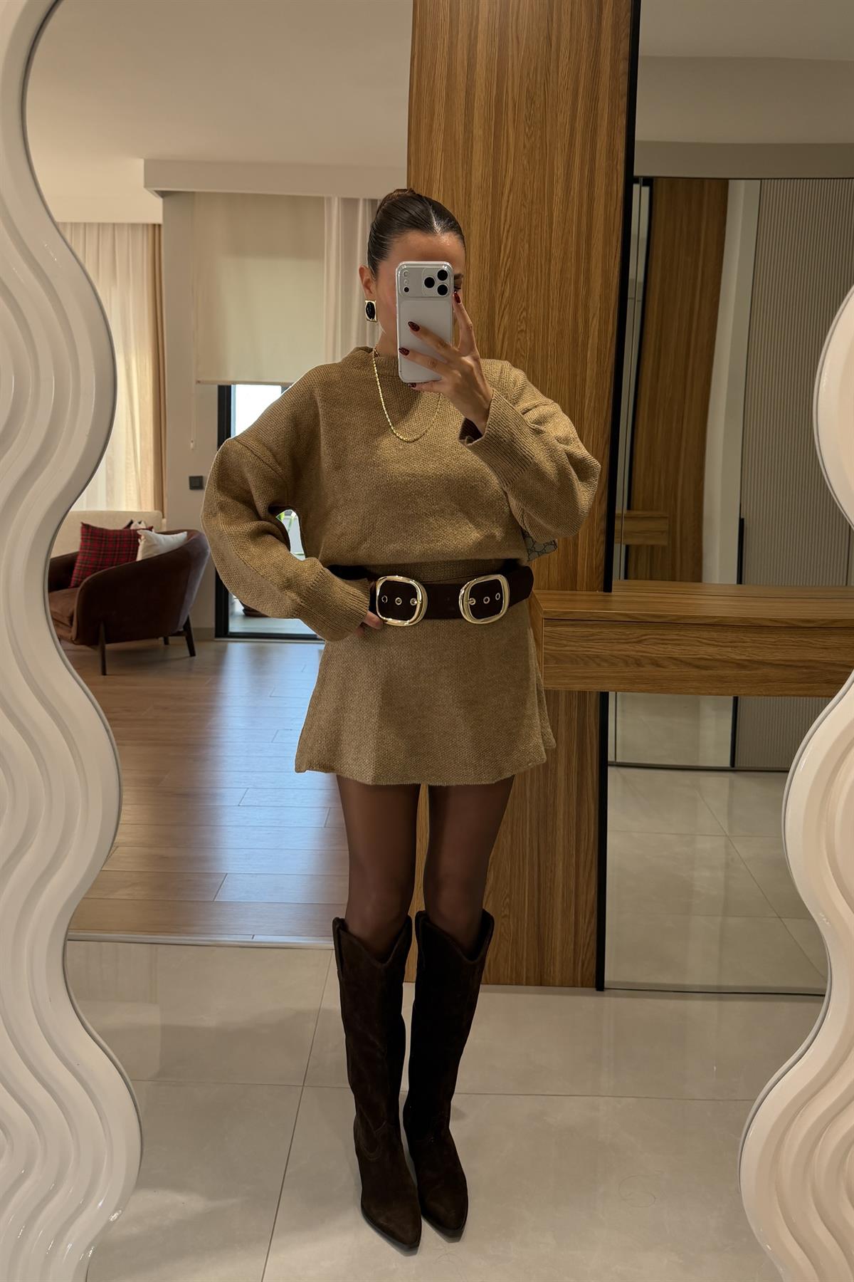 Rory Camel Triko Etekli Takım