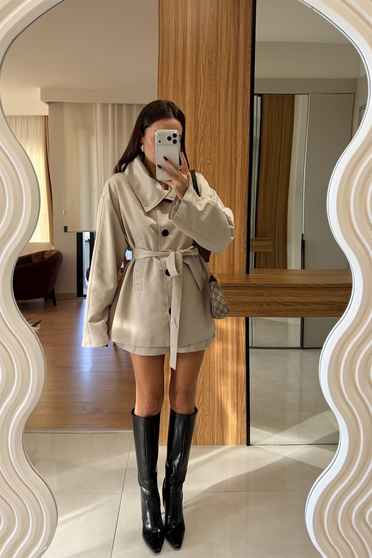 Rosendal Taş Trenç Şort İkili Takım