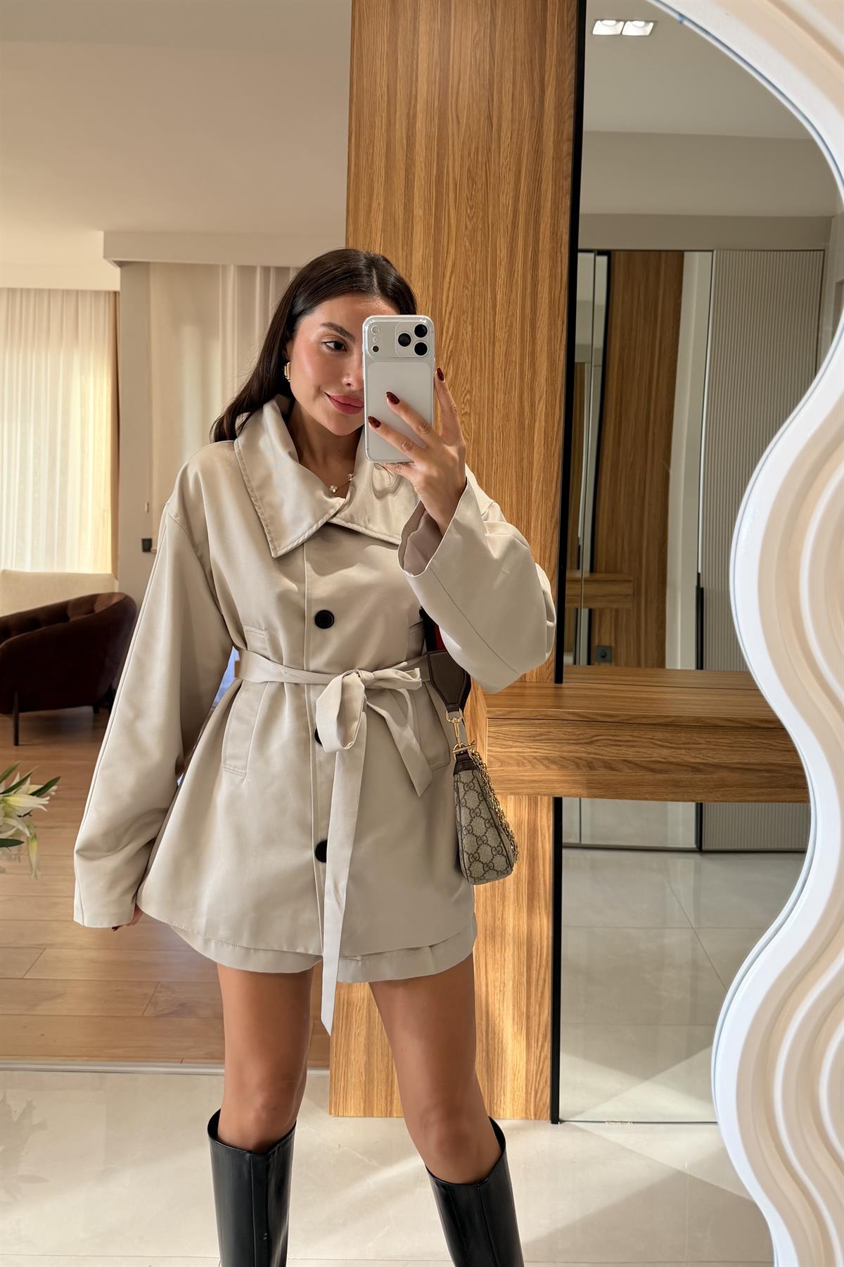 Rosendal Taş Trenç Şort İkili Takım