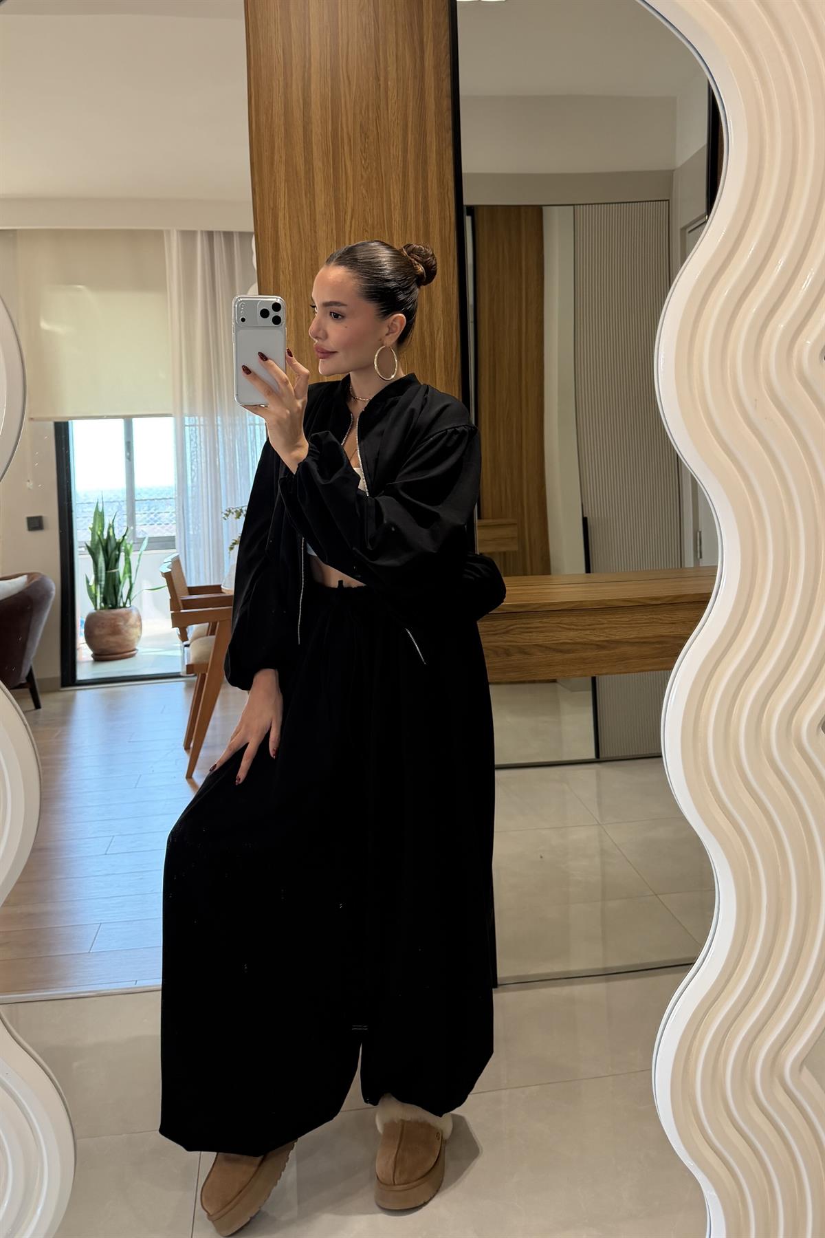 Rosia Siyah Modal Şalvar Model Takım