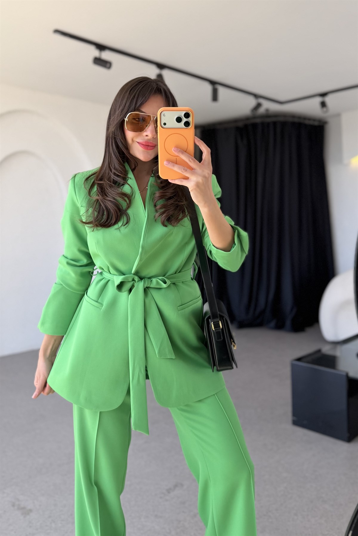 Rosie Yeşil Kuşaklı Blazer Takım