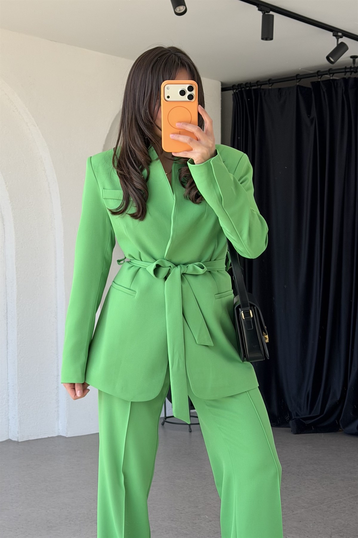 Rosie Yeşil Kuşaklı Blazer Takım