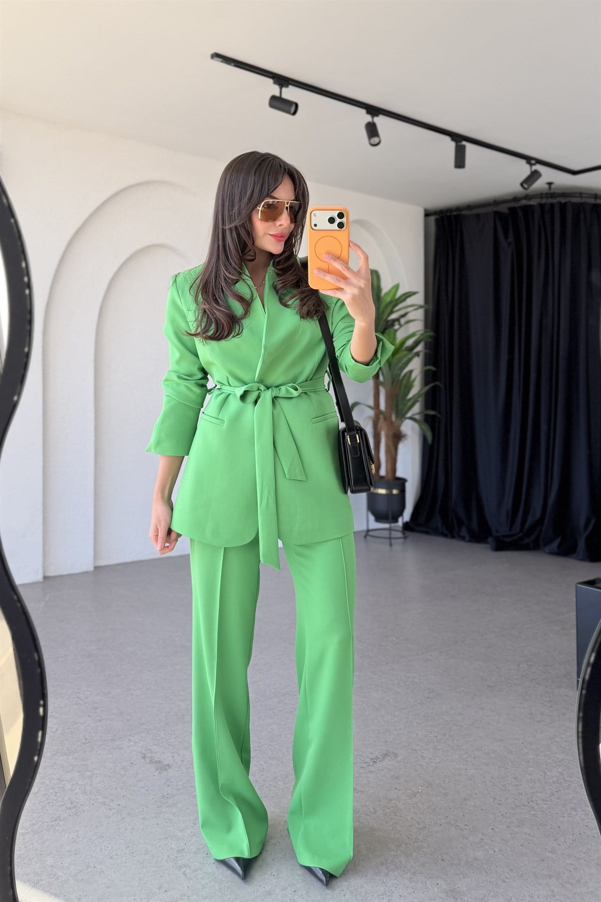 Rosie Yeşil Kuşaklı Blazer Takım