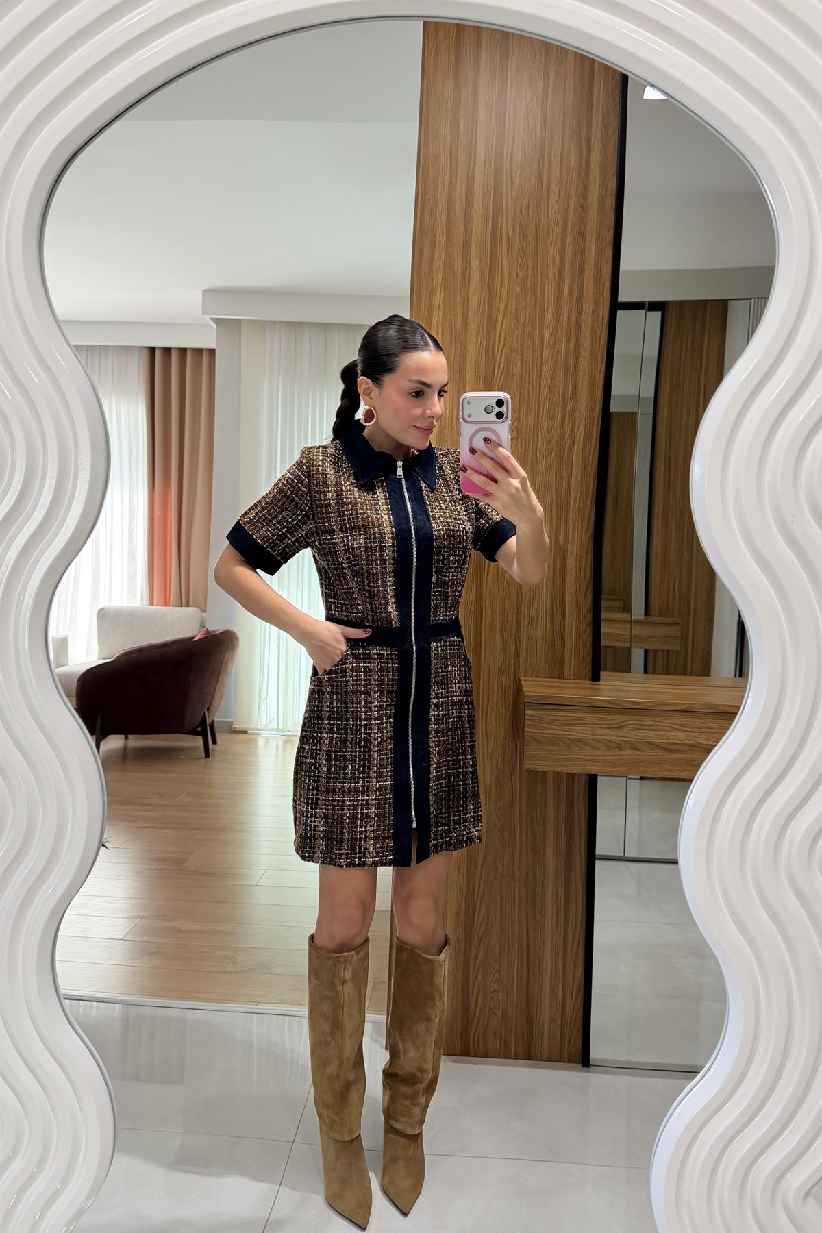 Rosita Kahve Tüvit Elbise