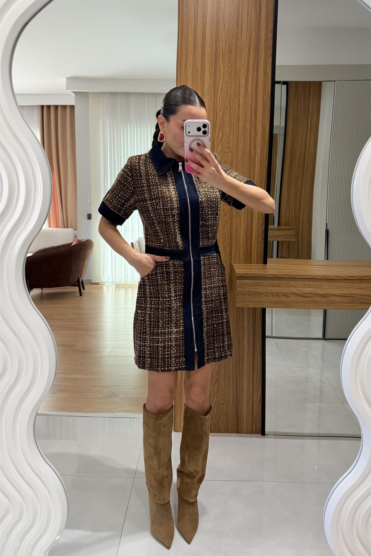 Rosita Kahve Tüvit Elbise