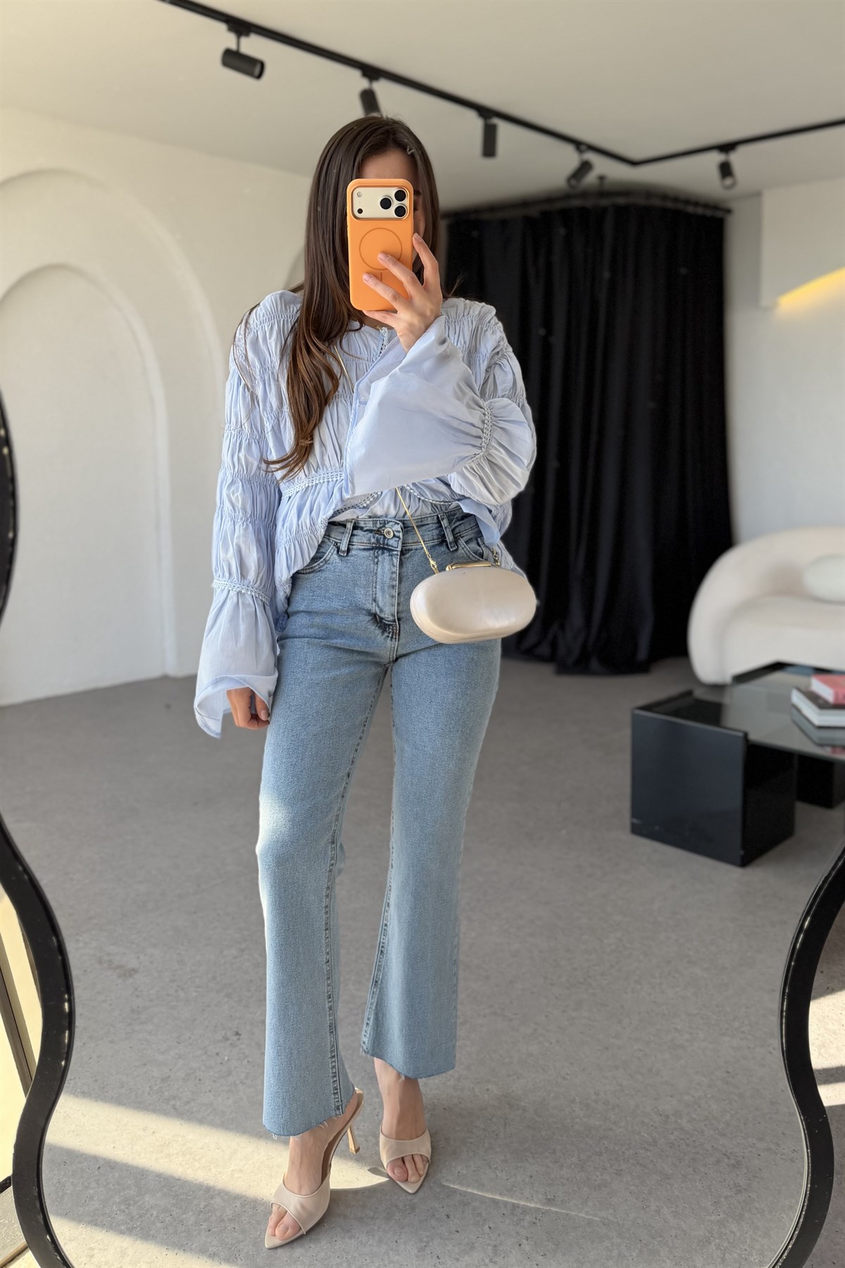 Rosy Lightblue Yüksek Bel Flare Jean 
