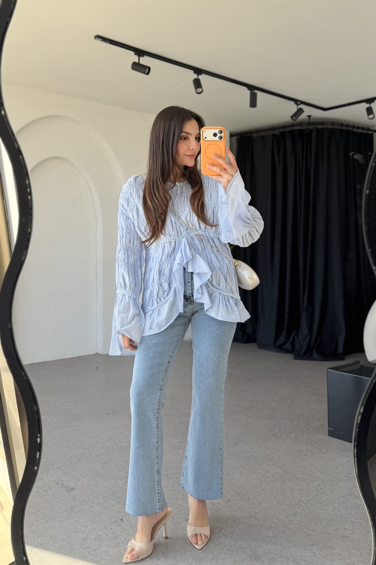 Rosy Lightblue Yüksek Bel Flare Jean 