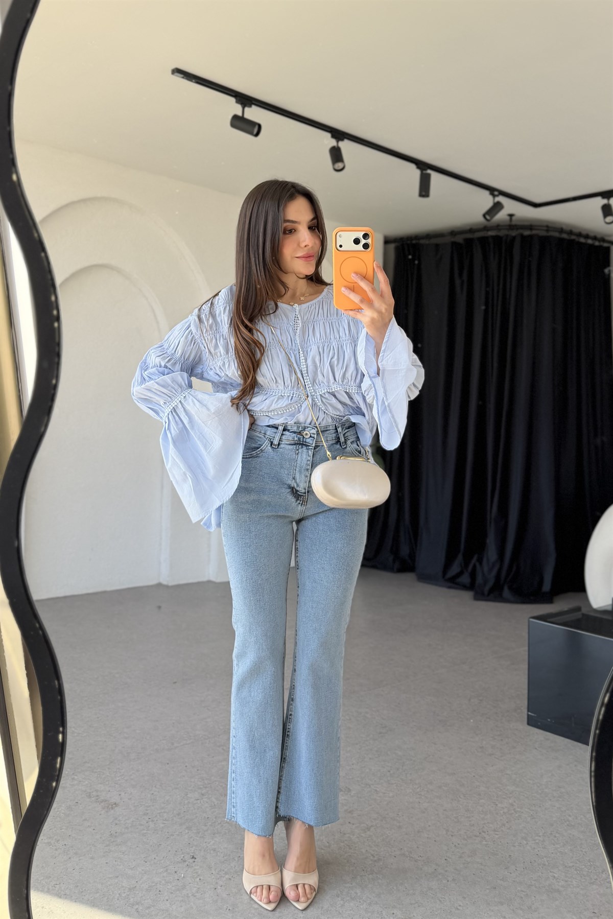 Rosy Lightblue Yüksek Bel Flare Jean 