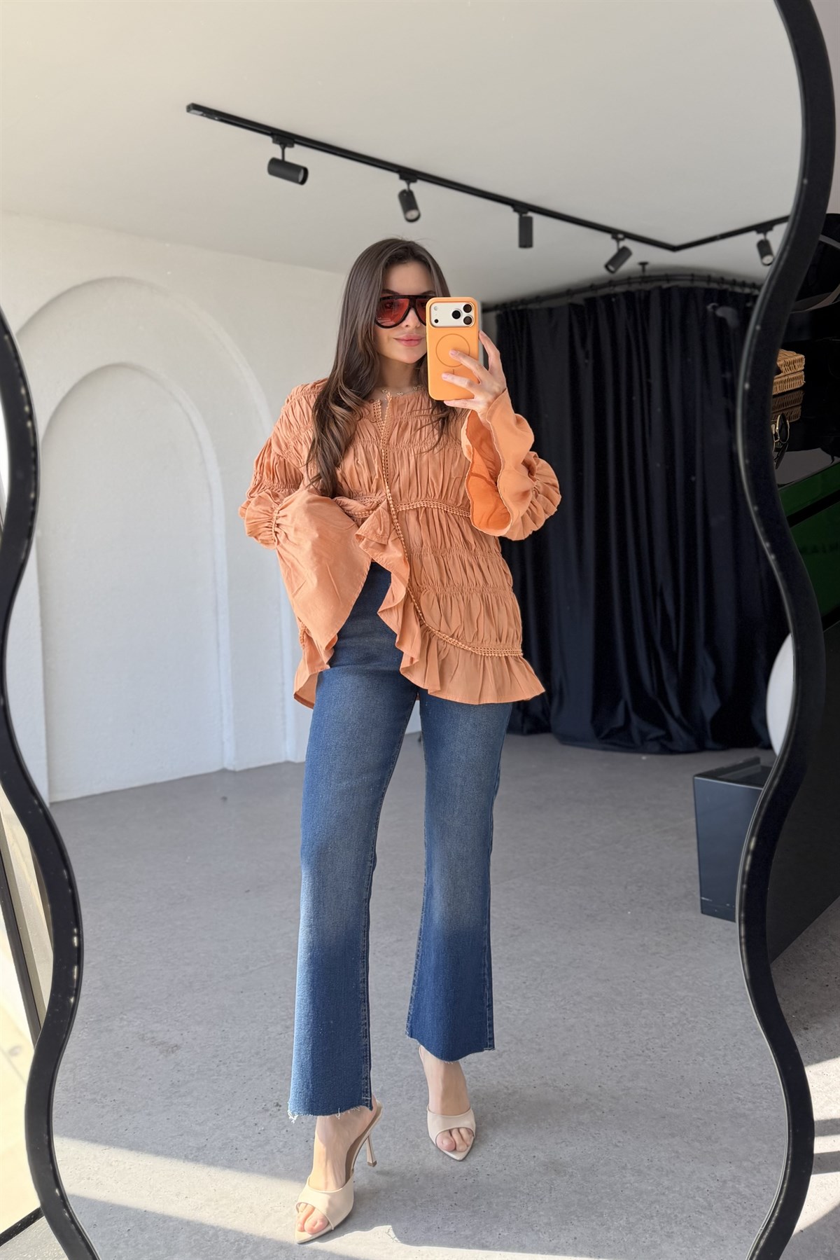 Rosy Midblue Yüksek Bel Flare Jean 