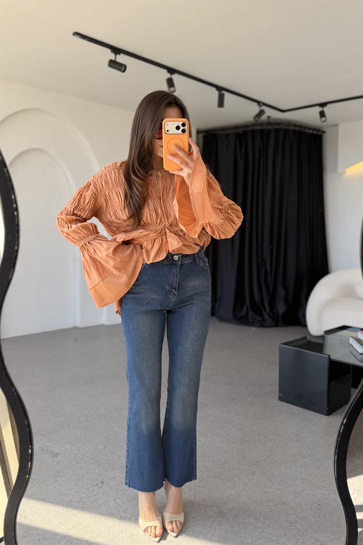 Rosy Midblue Yüksek Bel Flare Jean 