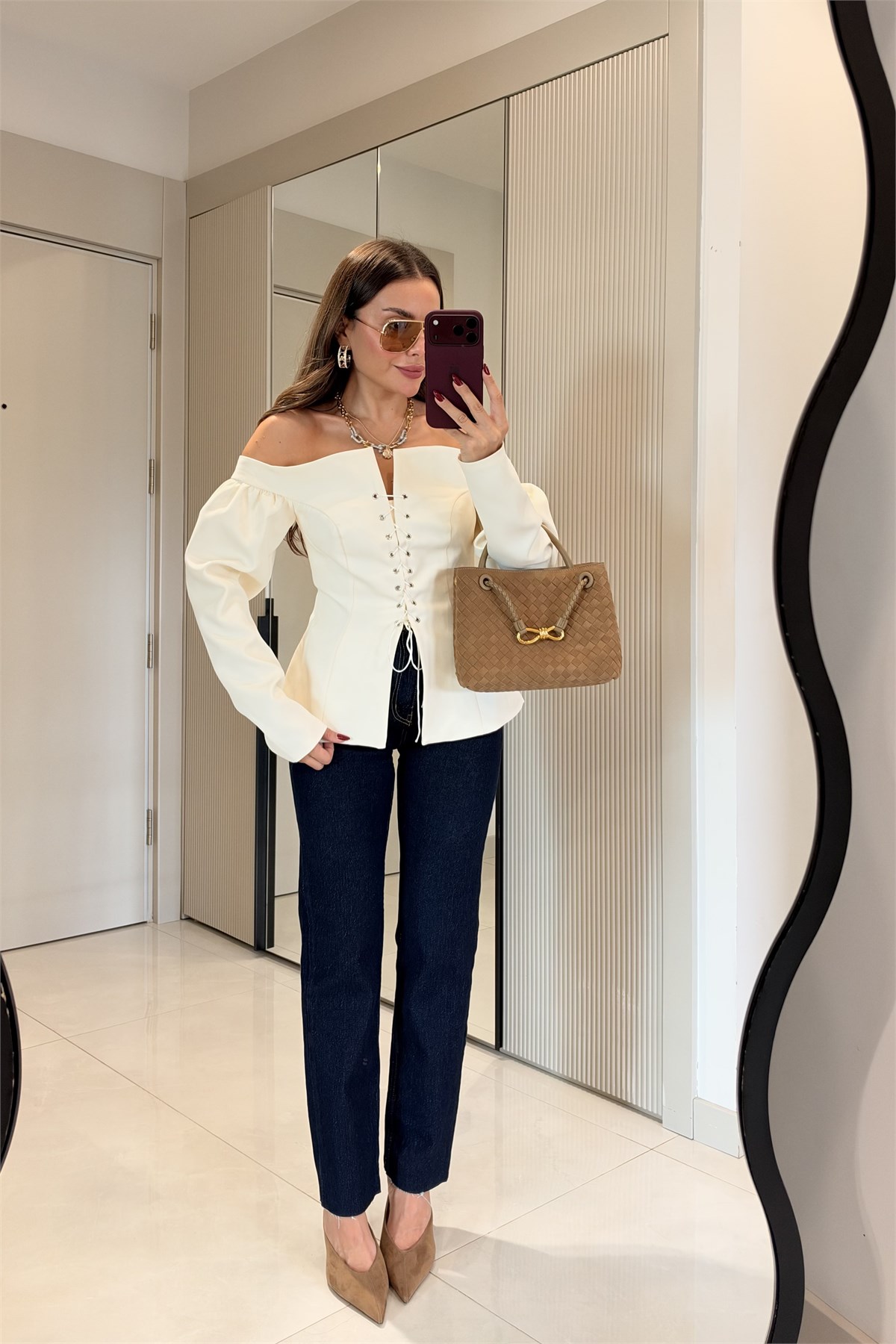 Rovena Darkblue Yüksek Bel Straight  Jean
