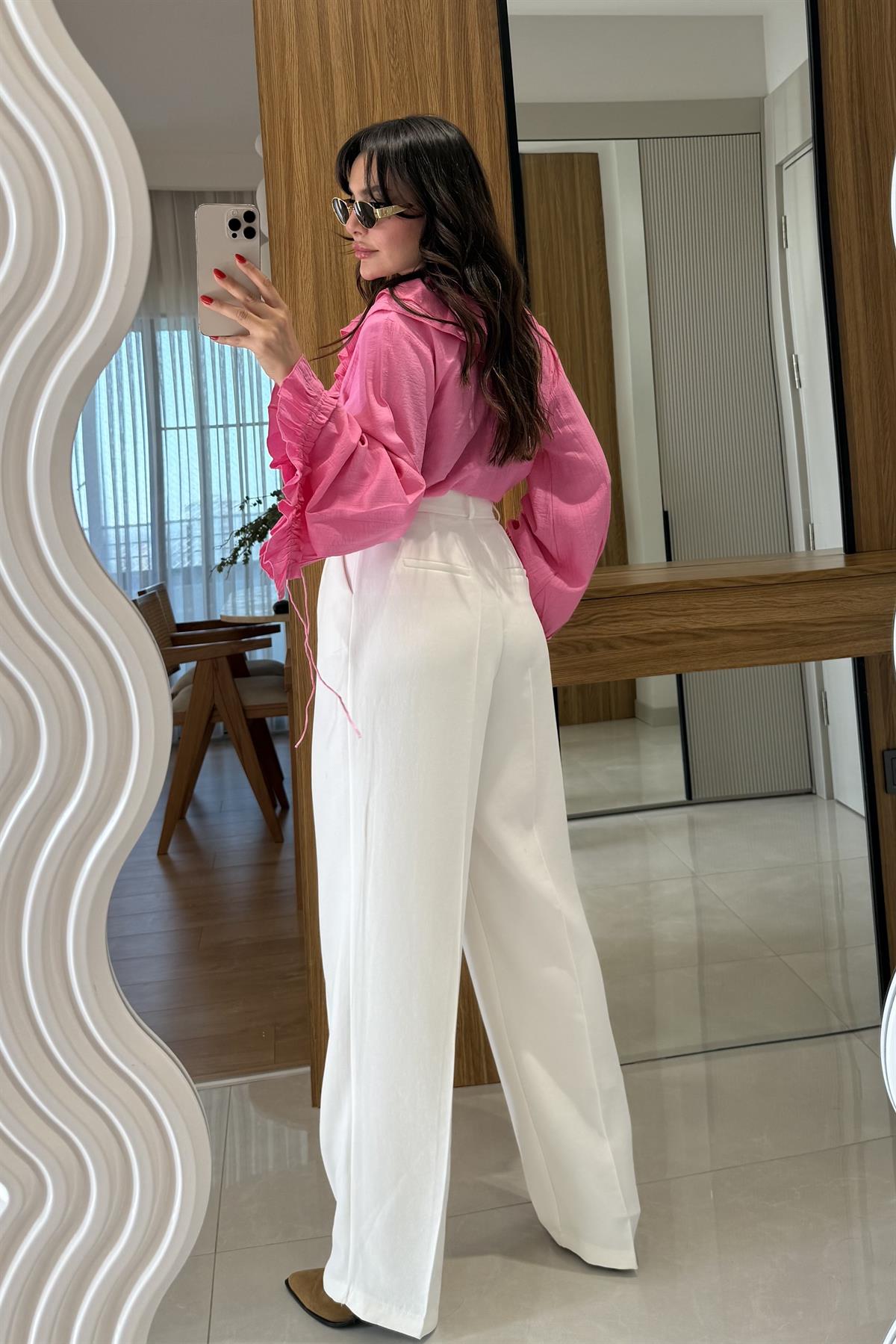 Ruano Beyaz Palazzo Pantolon