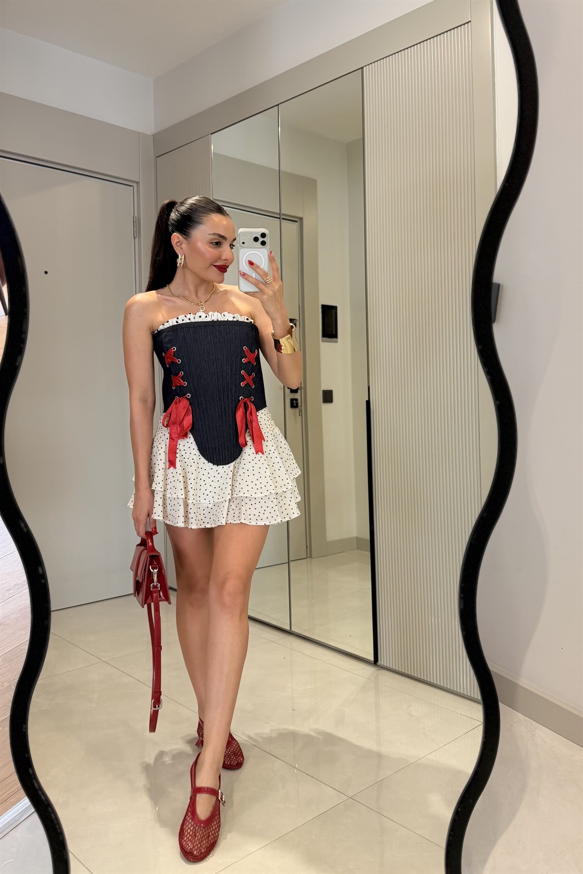 Rumba Puantiyeli Kat Kat Şort Etek