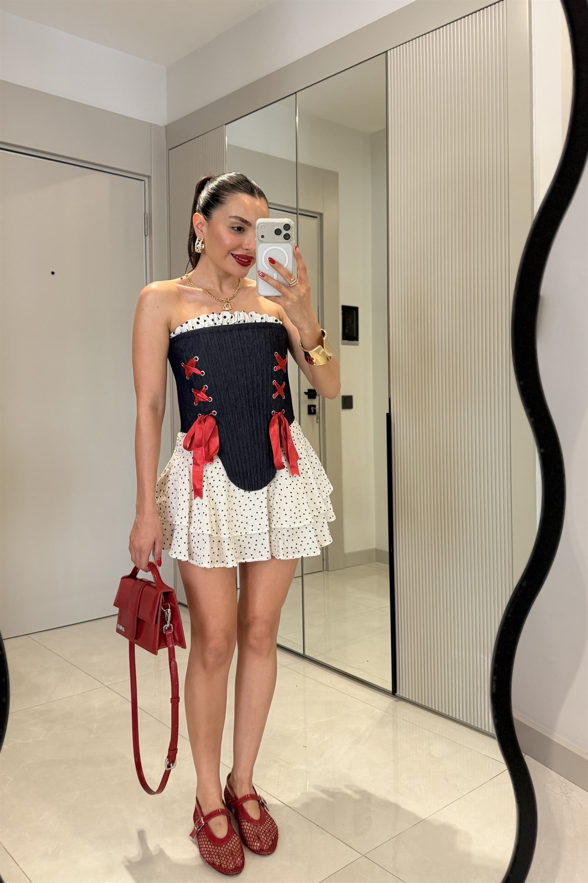 Rumba Puantiyeli Kat Kat Şort Etek