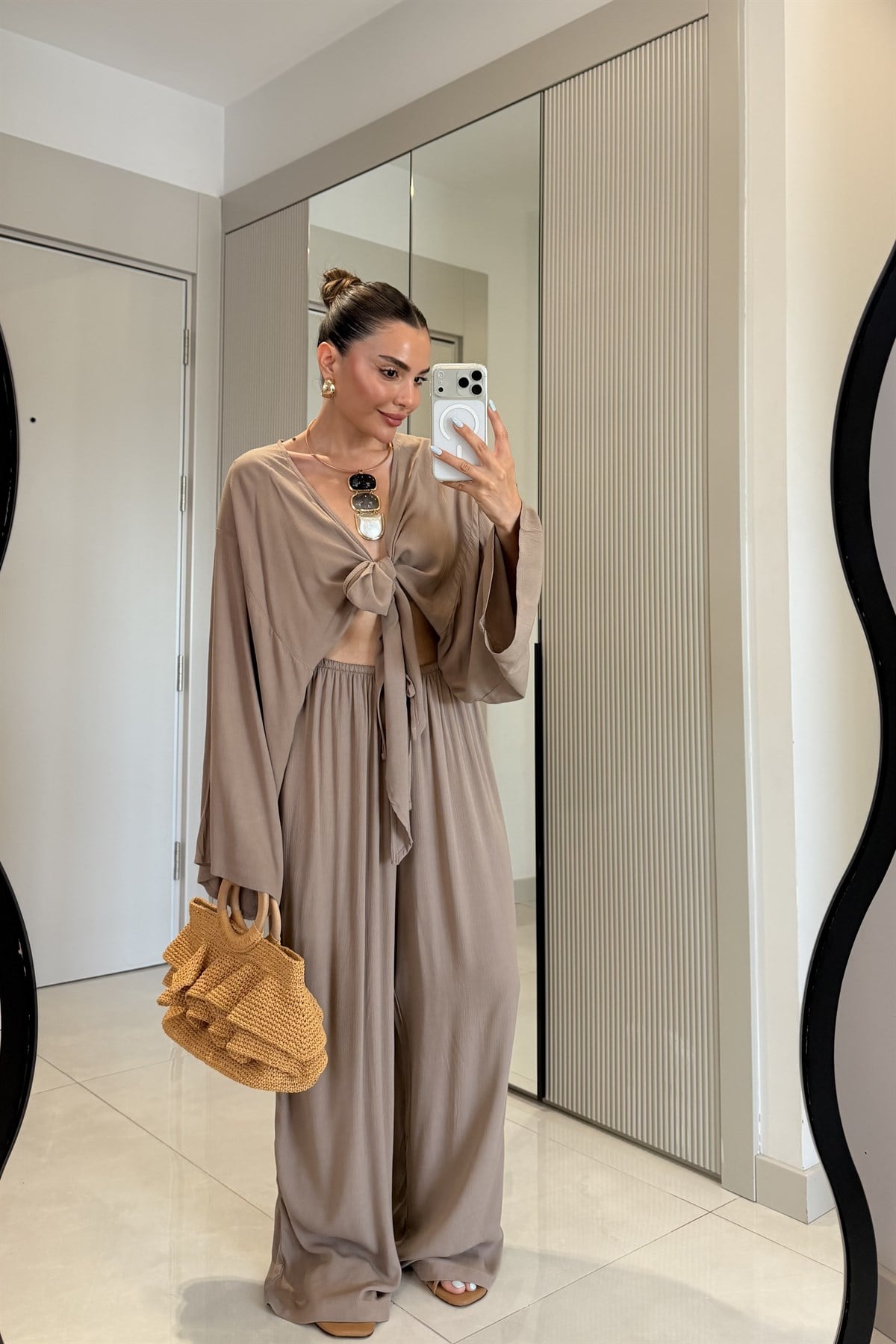 Nuvira Vizon Bağlamalı Kimono Pantolon Takım