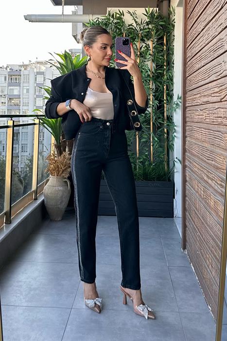 S.J Specıal Yanları Taşlı Jean