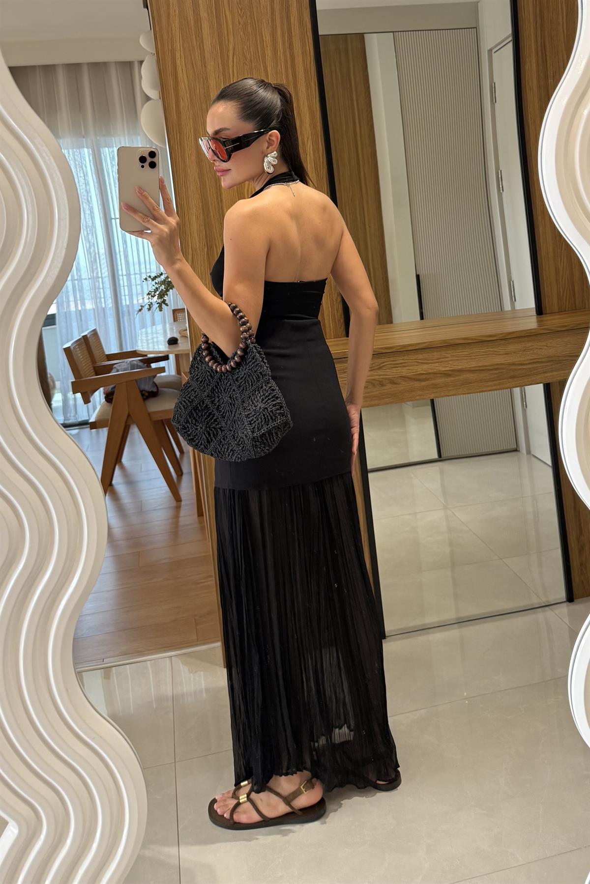 Saela Siyah İçi Kraşlı Etek 