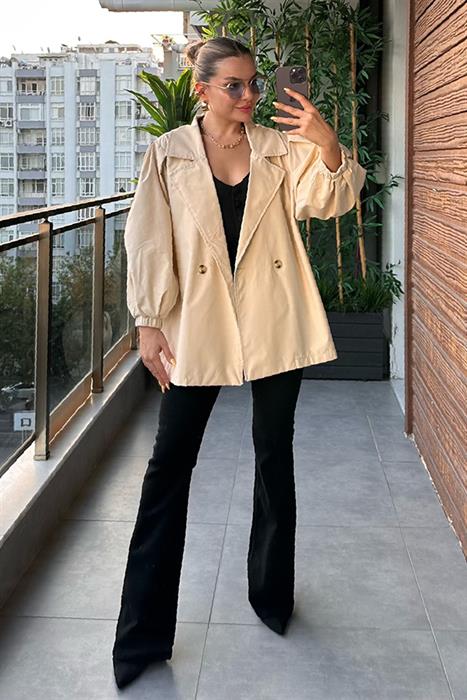 Salva Balon Kol Trençkot - Taş