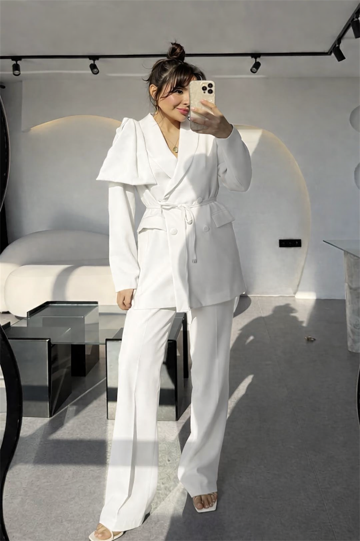 Samira Beyaz Business Ceket Takım