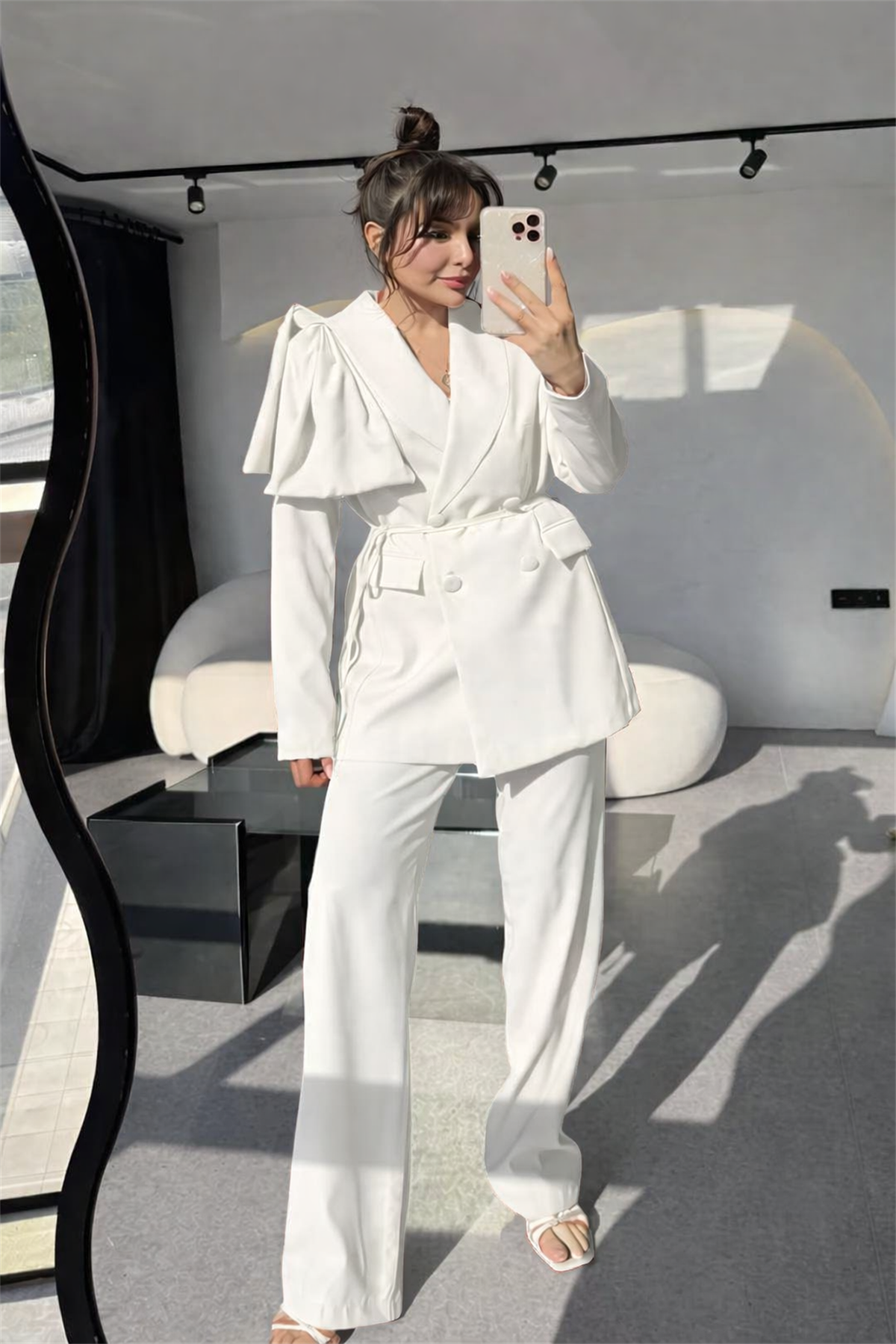 Samira Beyaz Business Ceket Takım
