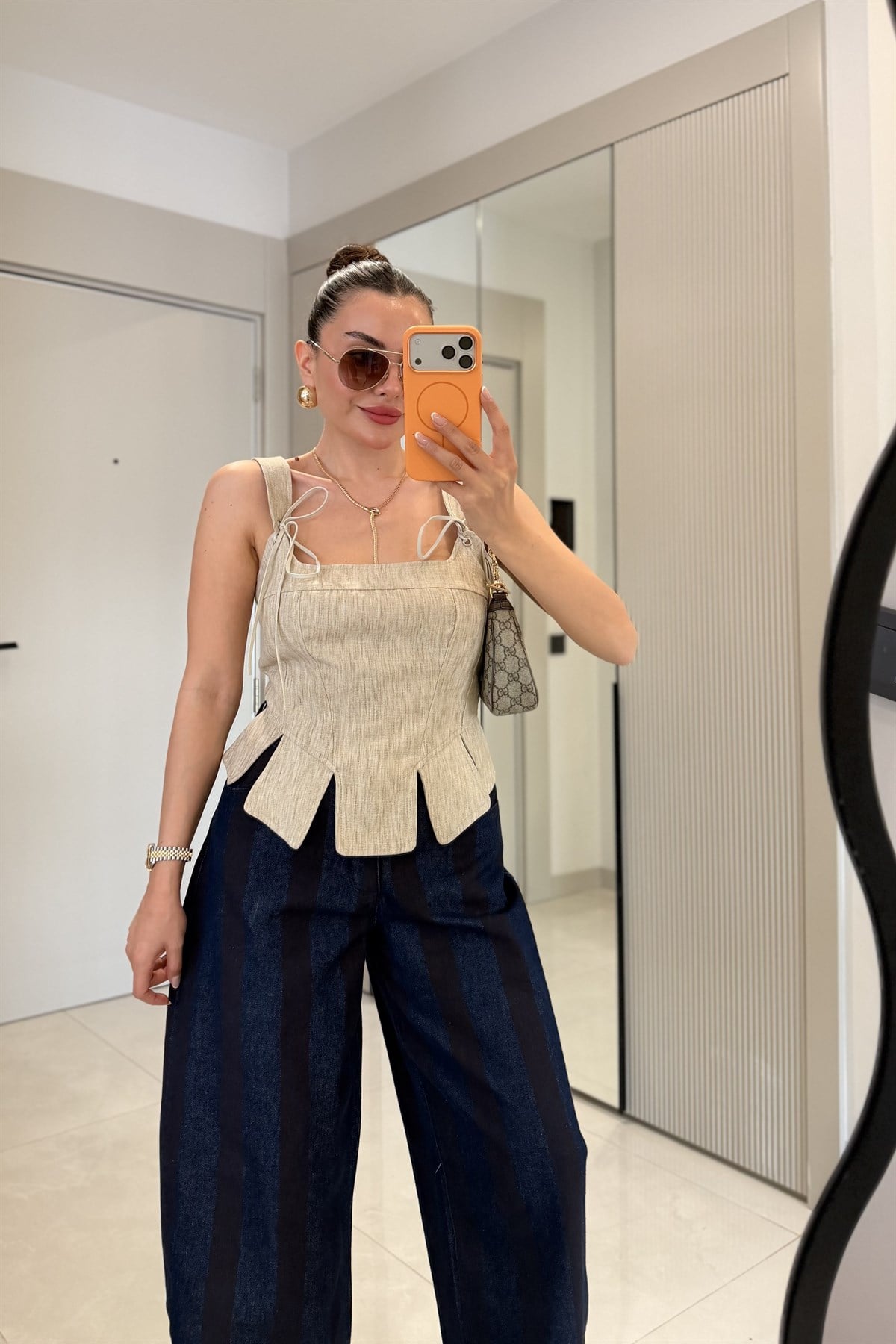 Sarah Bej Keten Korse Bluz