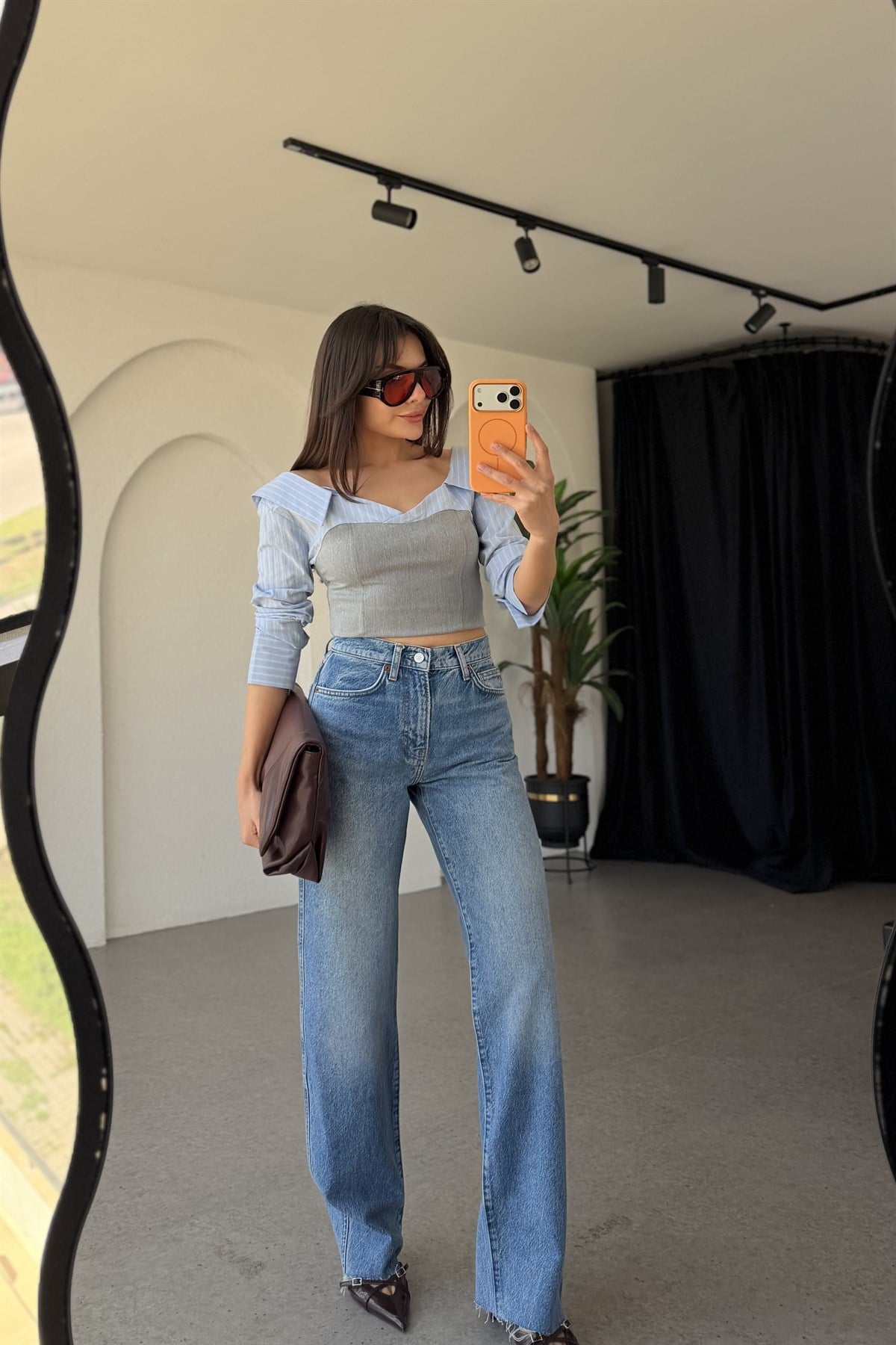 Sartre Midblue Yüksek Bel Straight Jean