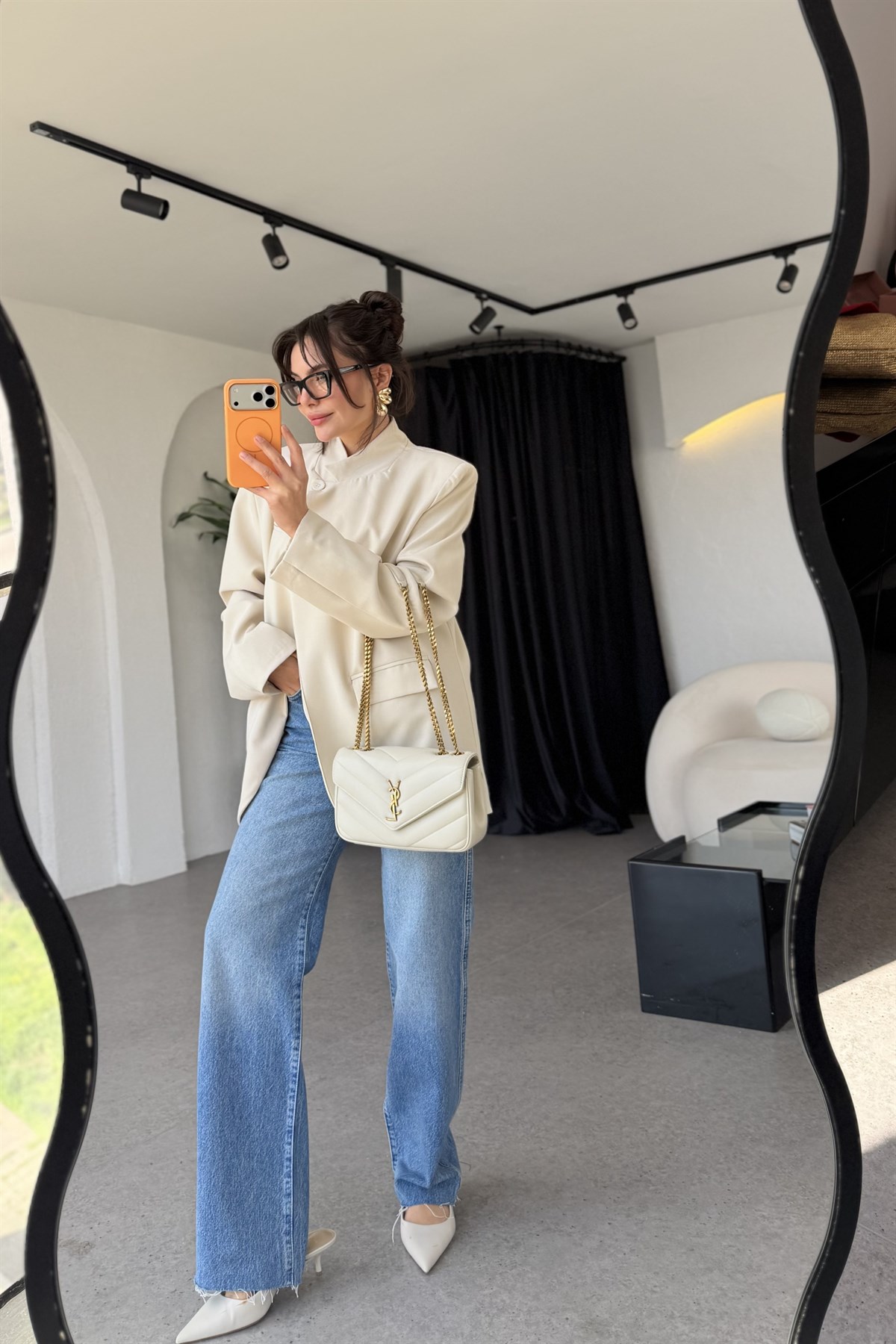 Sartre Midblue Yüksek Bel Straight Jean