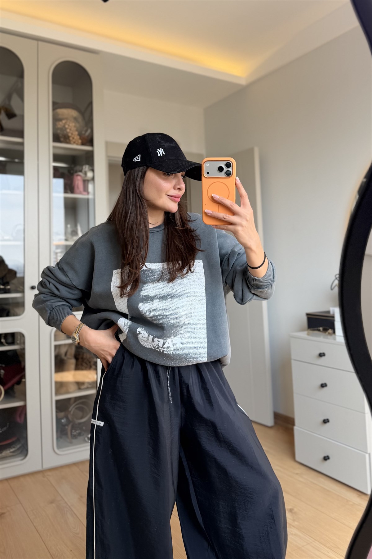 Scorpio Baskılı Oversize Antrasit Sweatshirt