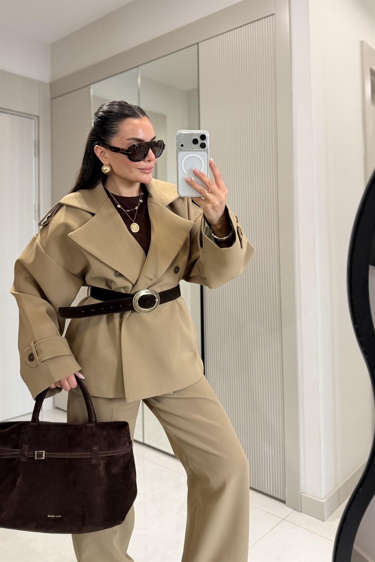 Self Olive Kemerli Premium Trenç