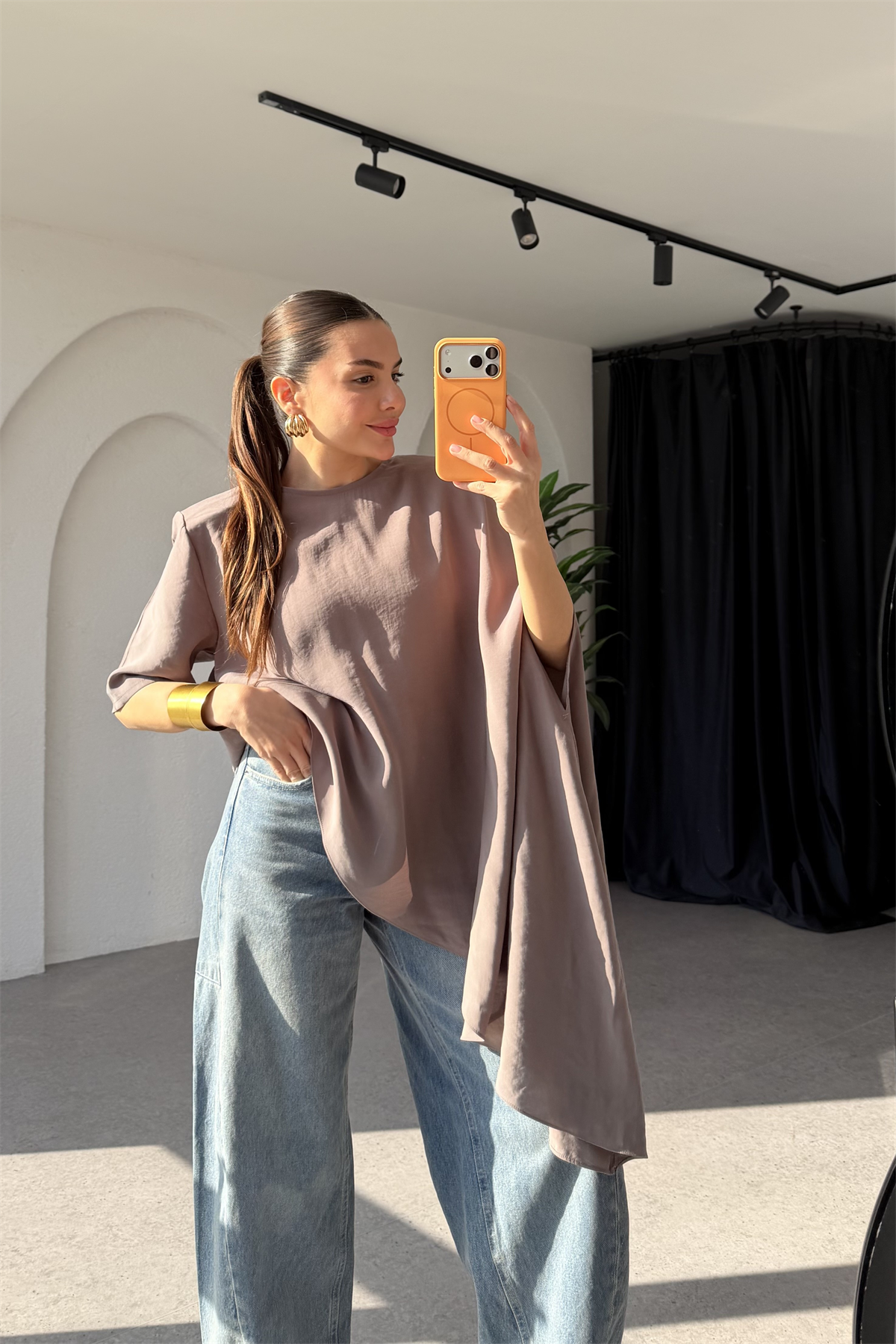 Sendy Vizon  Asimetrik Kesim Tencel Bluz