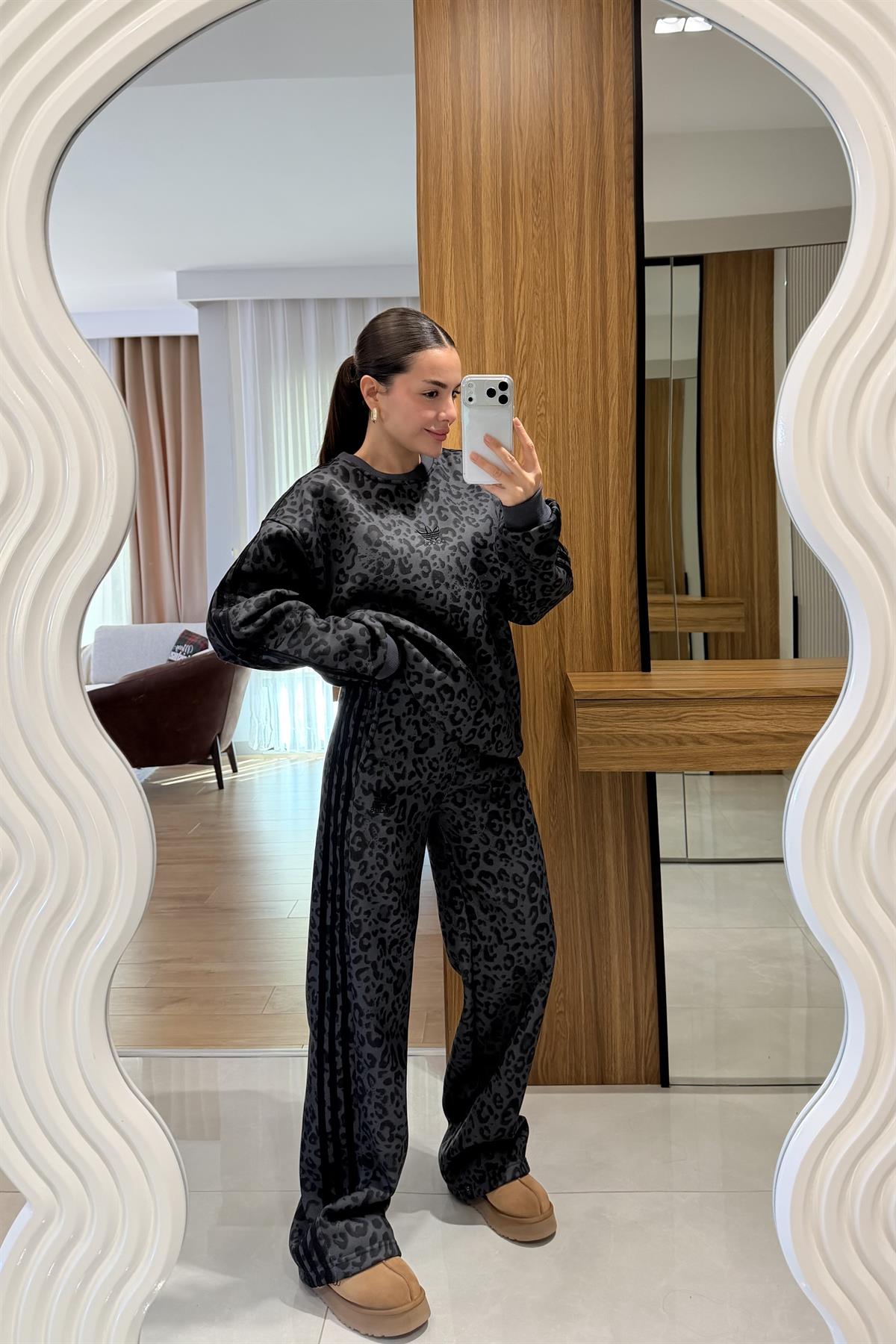 Sergio Gri Leopar Şardonlu Eşofman Takımı