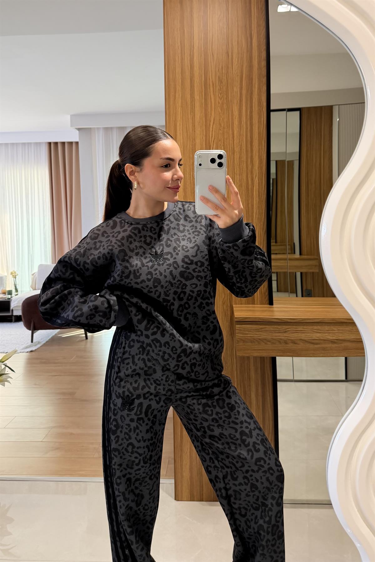 Sergio Gri Leopar Şardonlu Eşofman Takımı