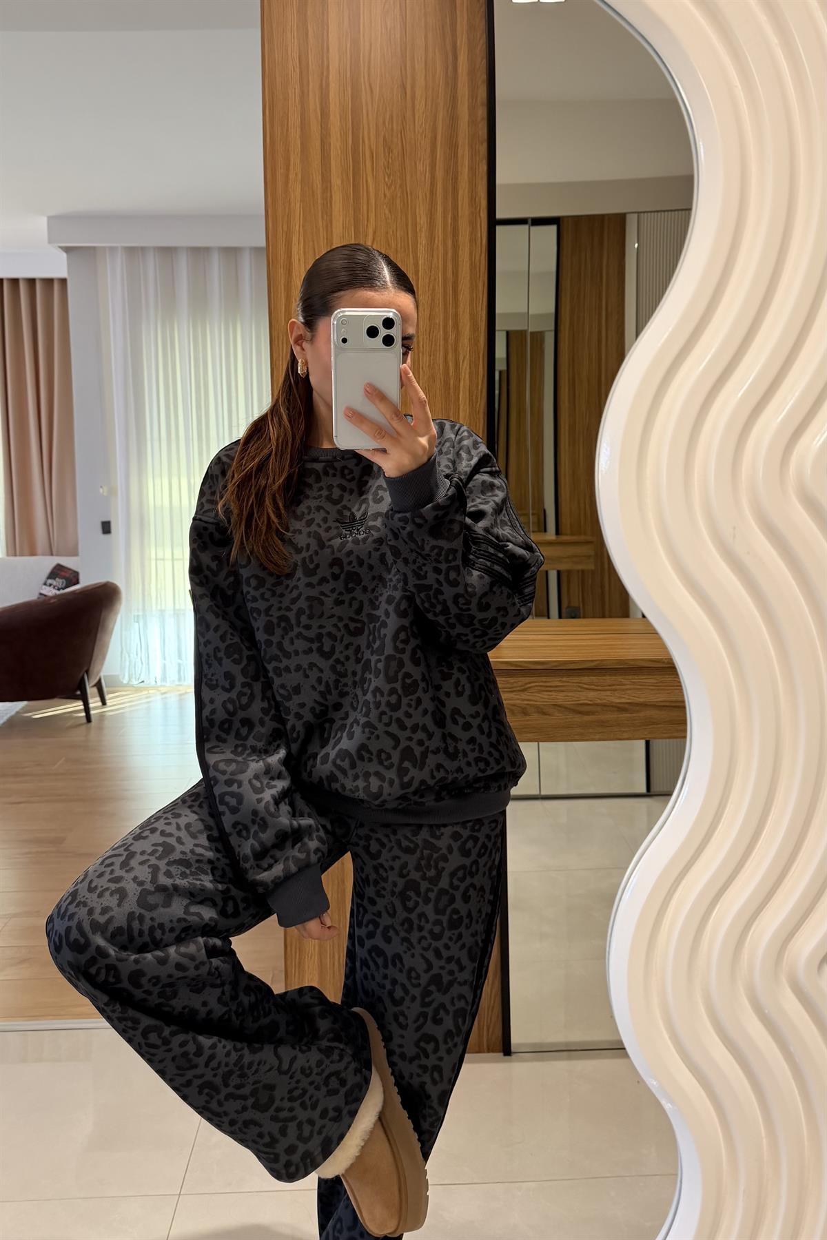 Sergio Gri Leopar Şardonlu Eşofman Takımı