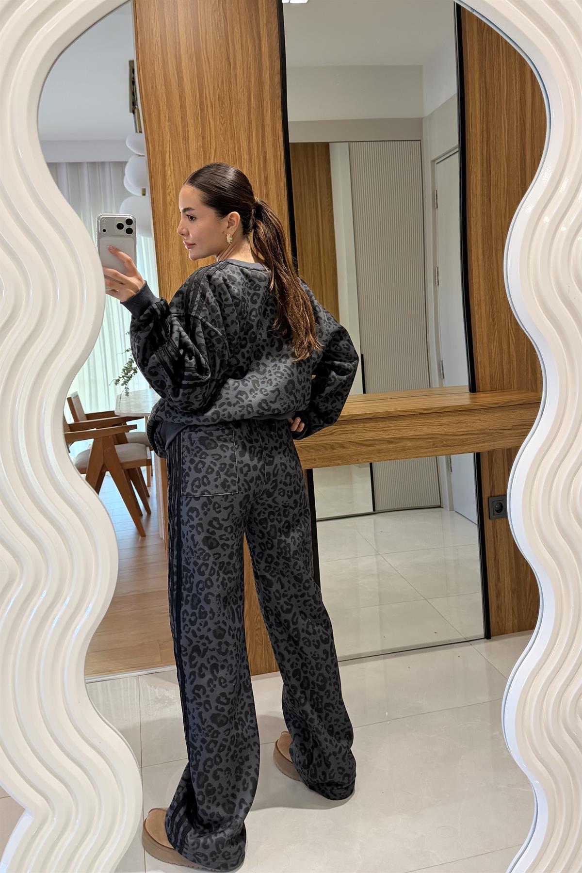 Sergio Gri Leopar Şardonlu Eşofman Takımı