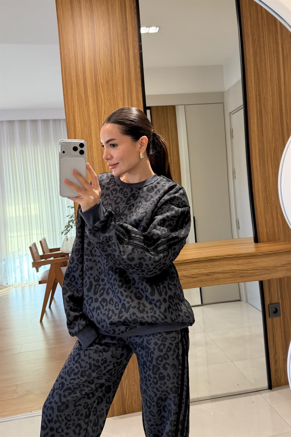 Sergio Gri Leopar Şardonlu Eşofman Takımı