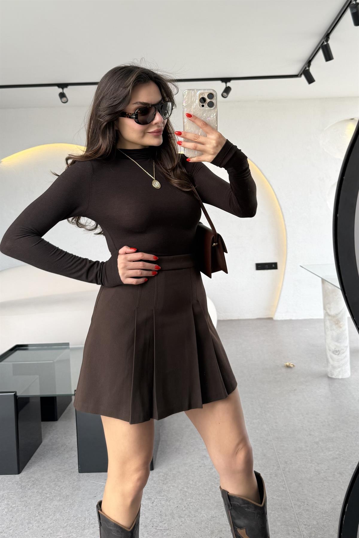 Seul Acı Kahve Kendinden Yakalı Body