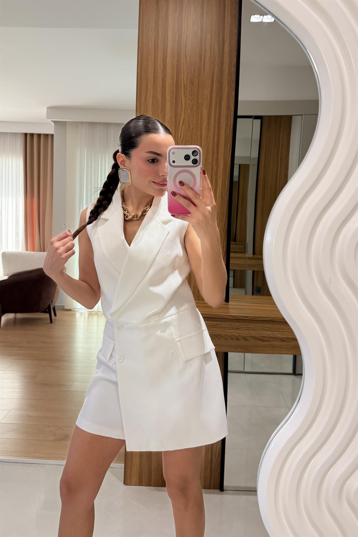 Sierra Beyaz Yelek Görünümlü Tulum