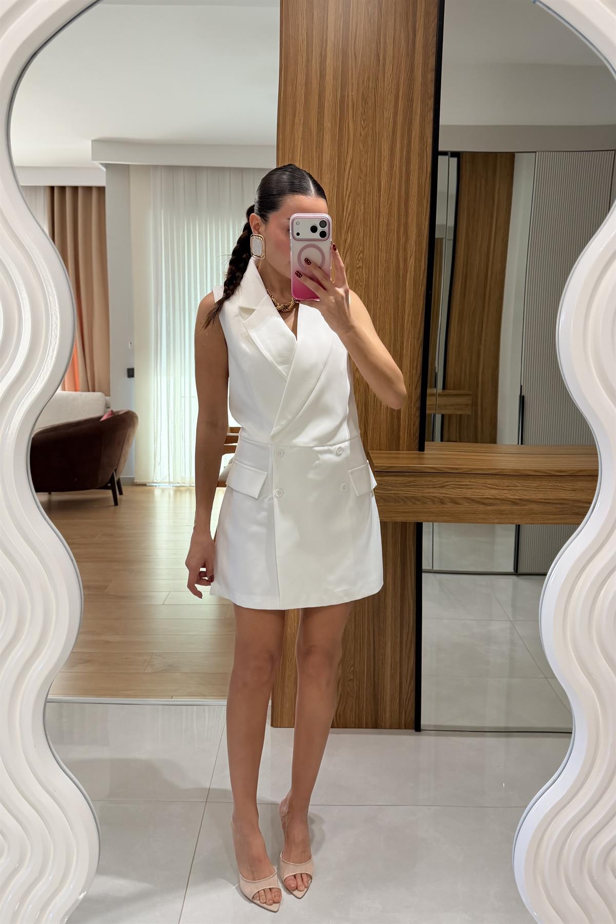 Sierra Beyaz Yelek Görünümlü Tulum