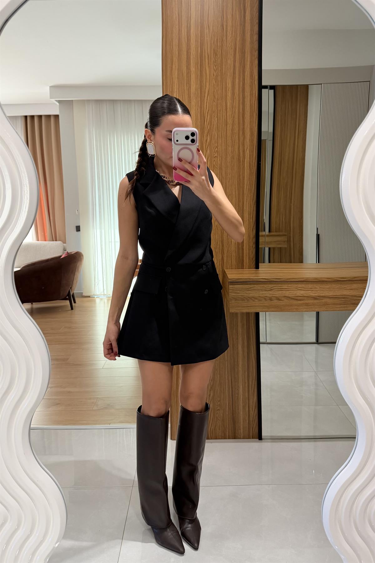 Sierra Siyah Yelek Görünümlü Tulum