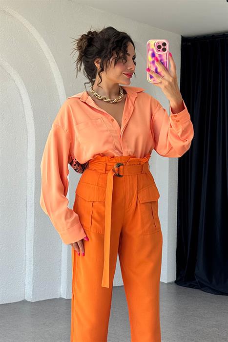 Silas Sırt Baskılı Gömlek-Kavuniçi