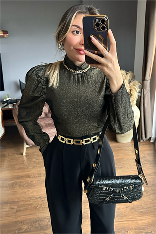 Gold simli karpuz kol bluz