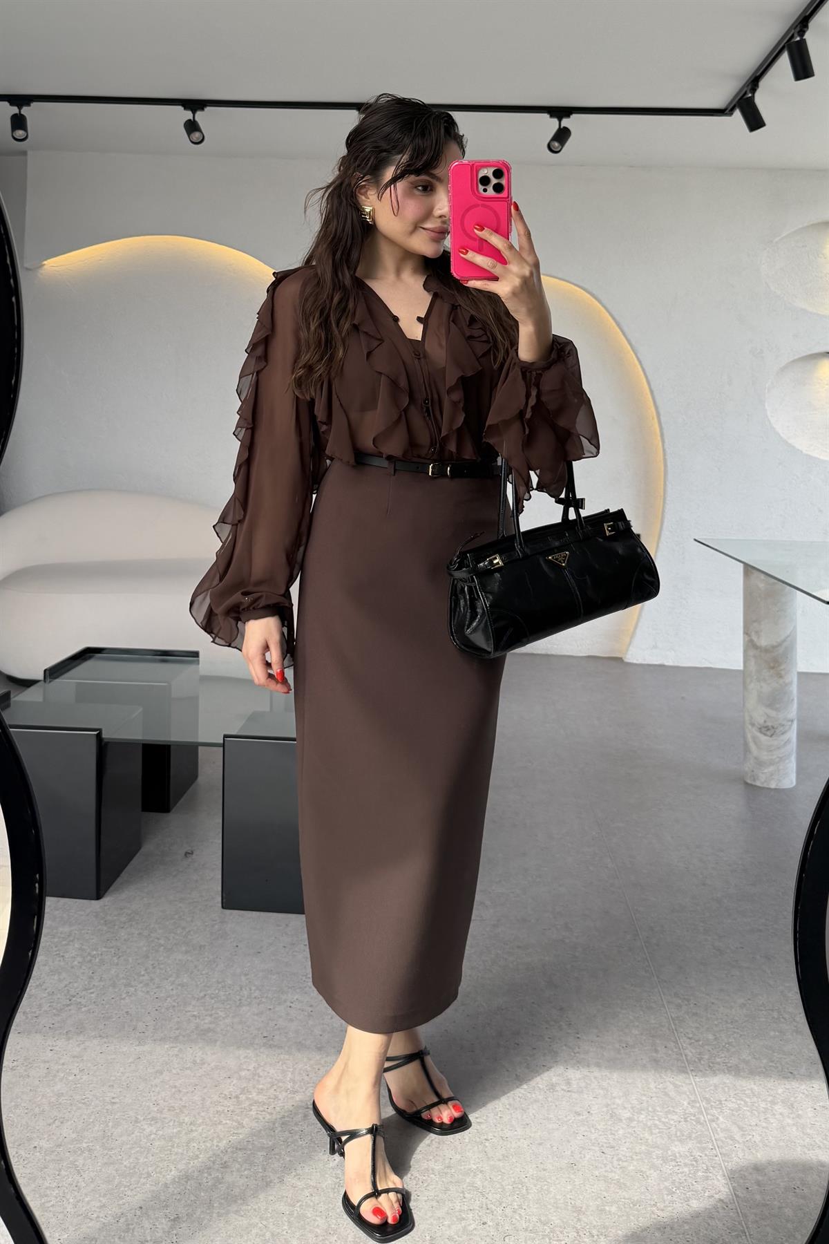 Sineta Acı Kahve Kalem Etek 