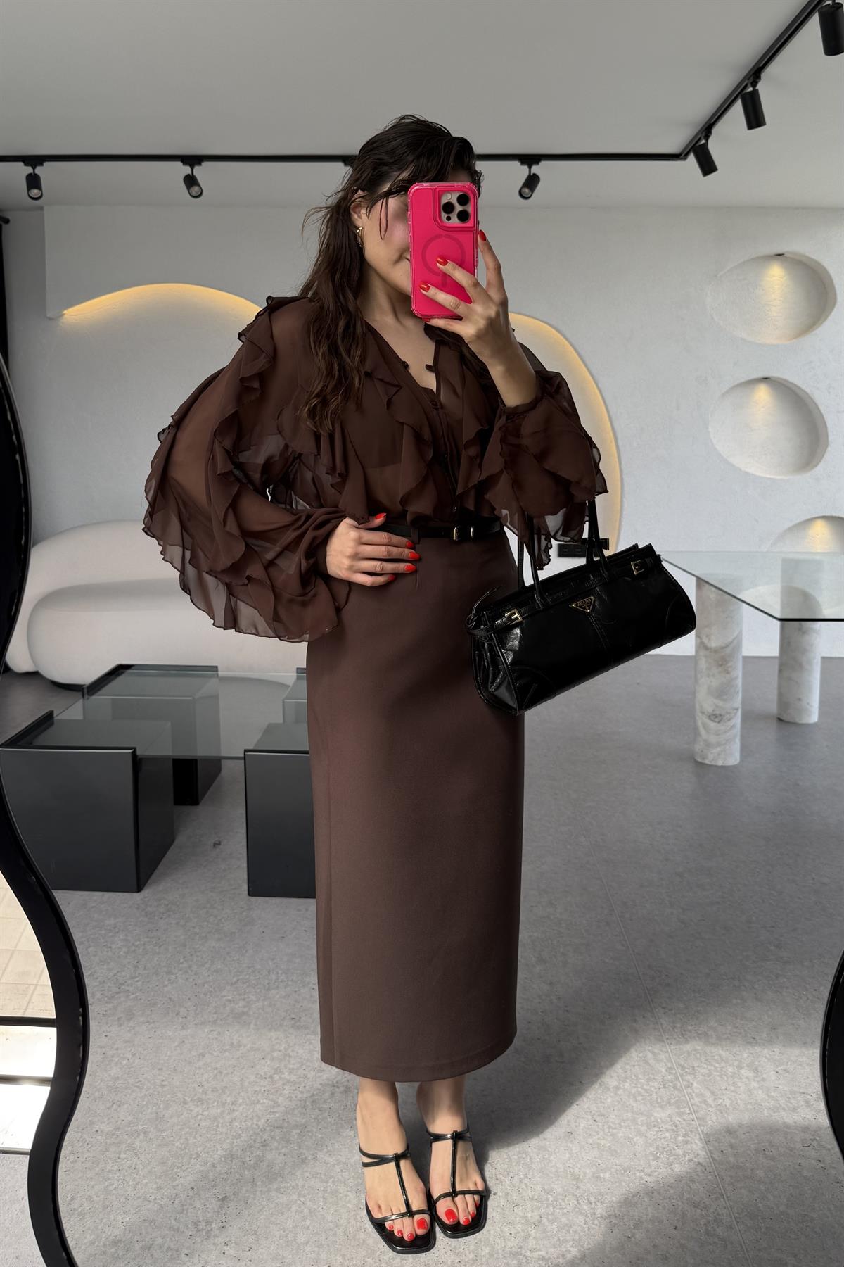 Sineta Acı Kahve Kalem Etek 